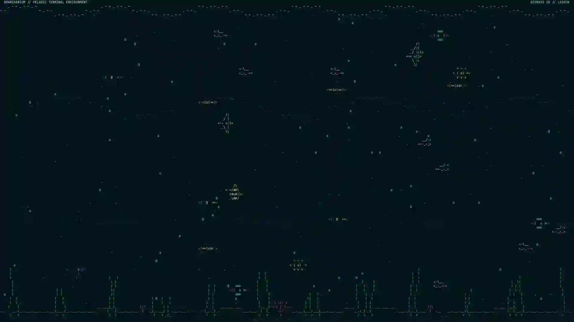Live fullscreen Omarcharium aquarium on a 4K terminal